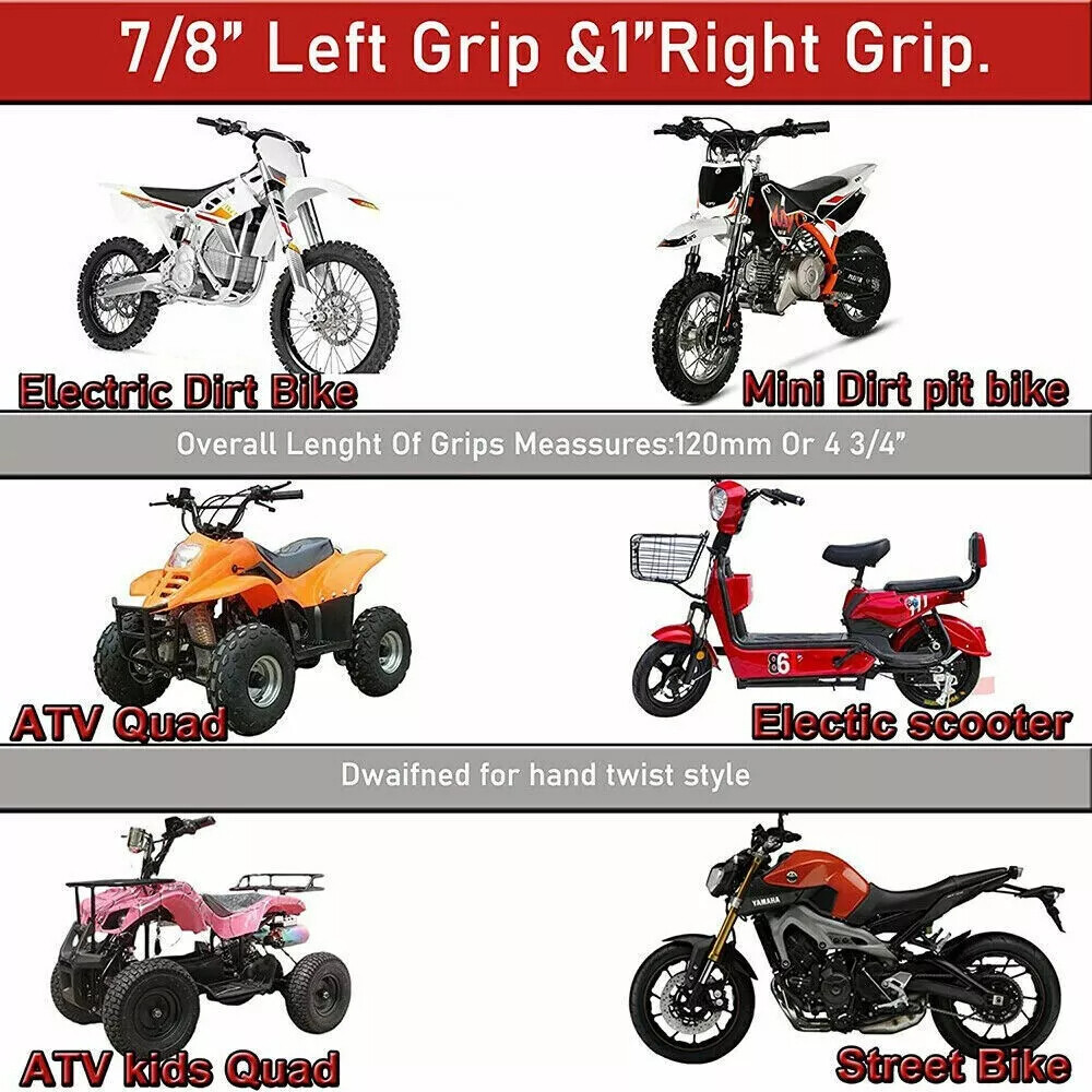 Handlebar Grips Motorcycle Rubber Hand Grip Dirt Bike OffRoad 7/8" For ProTaper