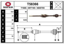 Antriebswelle Gelenkwelle für ALFA ROMEO GT / 937 / 1.9 JTD / vorne rechts