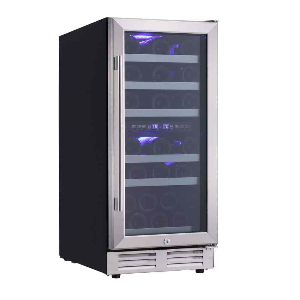 15-in W 25-Bottle Capacity Stainless Steel Dual Zone Cooling Built-In
