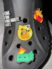 Funny Meme Dumpster Elmo This Is Fine Anxiety Shoe Charms - Set Of 4 - New