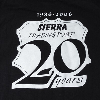 Vintage Sierra Trading Post T shirt 20 Years 1986-2006 Black Tee Size Medium