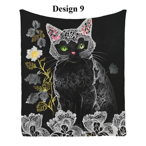 Lace Cat Flower Comfy Flannel Bedspread Sofa Throw Blanket Holiday Birthday Gift - Picture 22 of 24