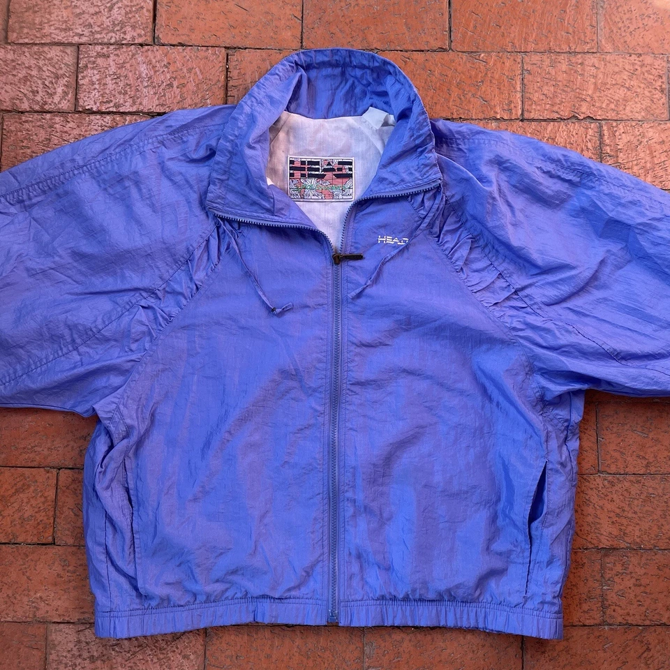 Vintage Team Head Jacket Windbreaker Tennis Racquetball 80s 90s Size Large Blue - Изображение 3 из 4