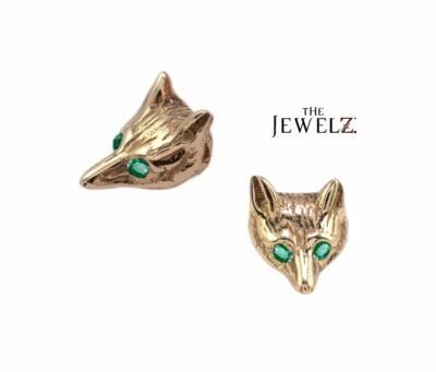 14 Karat Gold Rubin & Smaragd Auge Fuchskopf Ohrstecker - The Jewelz