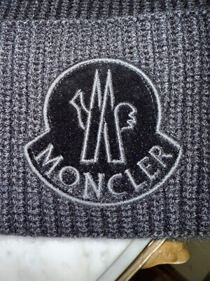 MONCLER Black Knit Beanie Hat * Big VELVET Logo * NEW w/ Tags * | eBay