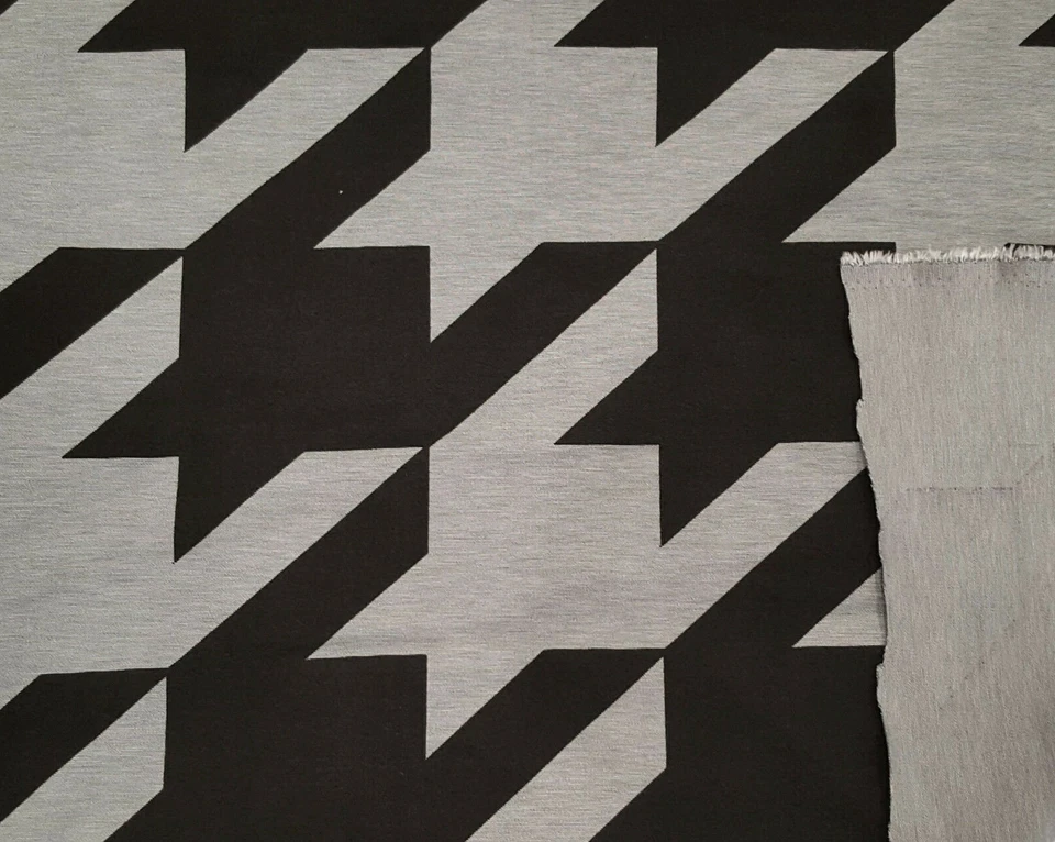 Pata de gallo negra gris Ponte Roma tejido viscosa rayón tela spandex por yarda Foto 2 de 4