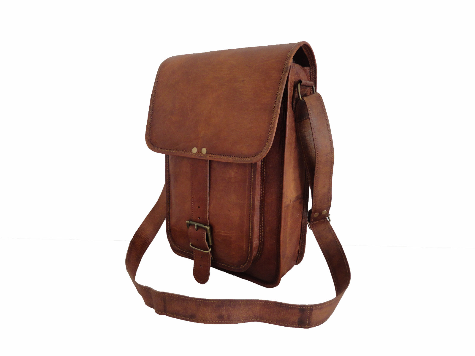 14 In Genuine Leather Messenger Bag A4 Laptop Satchel School Crossbody Sling Bag