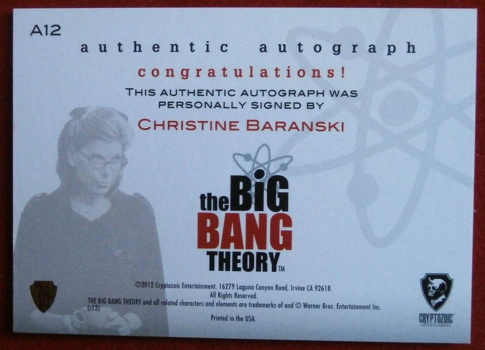 THE BIG BANG THEORY - CHRISTINE BARANSKI - Personally Signed Autograph Card A12 - Image 2 of 2
