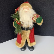 Christmas Santa Claus Doll 16  Figure White Red Coat holding Toy Trimming Decor