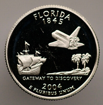 #ad 2004 S Florida State Quarter Gem Proof 90% Silver .1808 Troy oz 10WR $17.58