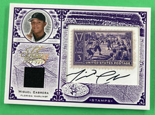 2005 Miguel Cabrera Stamp Jersey Autograph 05/39  Leaf Century Collection Purple