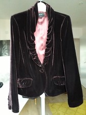 M&s Per Una Ladies Burgundy Red Velvet Jacket. Size 12. New. Fully Lined.