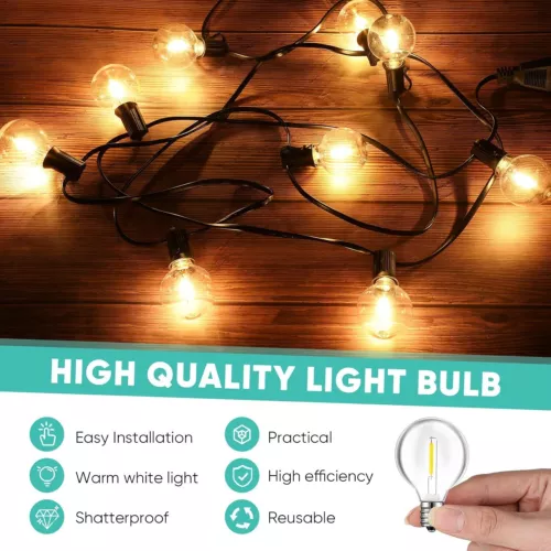 25 Pack G40 LED Globe Replacement Bulbs Warm White C7 E12 Base Patio Light Bulb - Picture 9 of 22