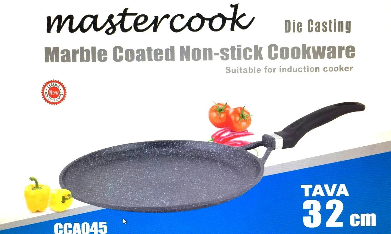 Large Non Stick Crepe Pan Marble Coated Roti Dosa Tawa Pancake Maker Induction