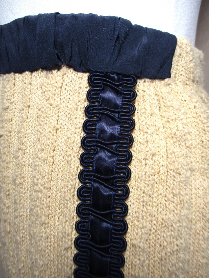 Vintage Adolfo Saks Fifth Avenue Knit Skirt XS/S Women Tan Knit Black Trim - Image 3 of 4