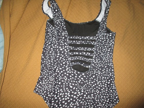 Women's Med (12) Swimsuit Black & White Cute Back New With Tagged Sack - Picture 3 of 6