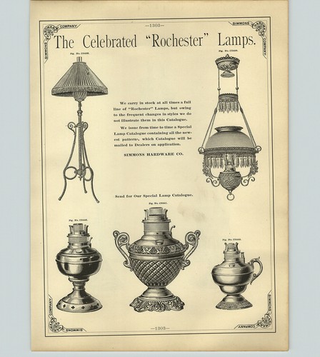 1890 PAPER AD Rochester Hanging Ceiling Floor Oil Lamps