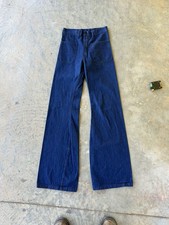 Vintage 70s Seafarer Bellbottom Flare Jeans Dark Wash 28 x 36 USA Made Men  s