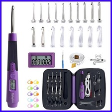 18 Size Counting Crochet Hook Set with Light  Counter - 2.0mm 14.0mm Recharg...