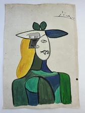 Pablo Picasso COA Art Painting Original Drawing Vintage Paper Signed