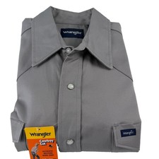 Wrangler Cowboy Cut Mens XL Gray Twill Cotton Pearl Snap Long Sleeve Pockets