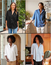 New Frank  Eileen Relaxed Button-Up Shirt Famous Denim Multiple Colors  Sizes