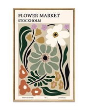 Framed Flower Market Wall Art,Green Vintage Botanical Canvas Wall Decor Paint...