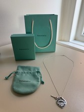 Tiffany & Co. Silver Tone Heart Tag Key Pendant Necklace with Gift Box