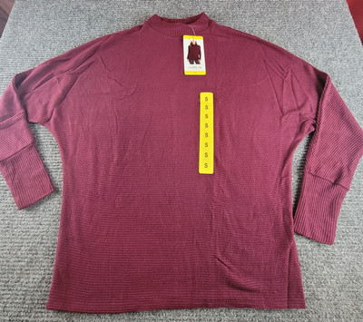 Matty M Sweater Womens Small Wine Maroon Ribbed Knit Mock Neck Long Sleeve Small