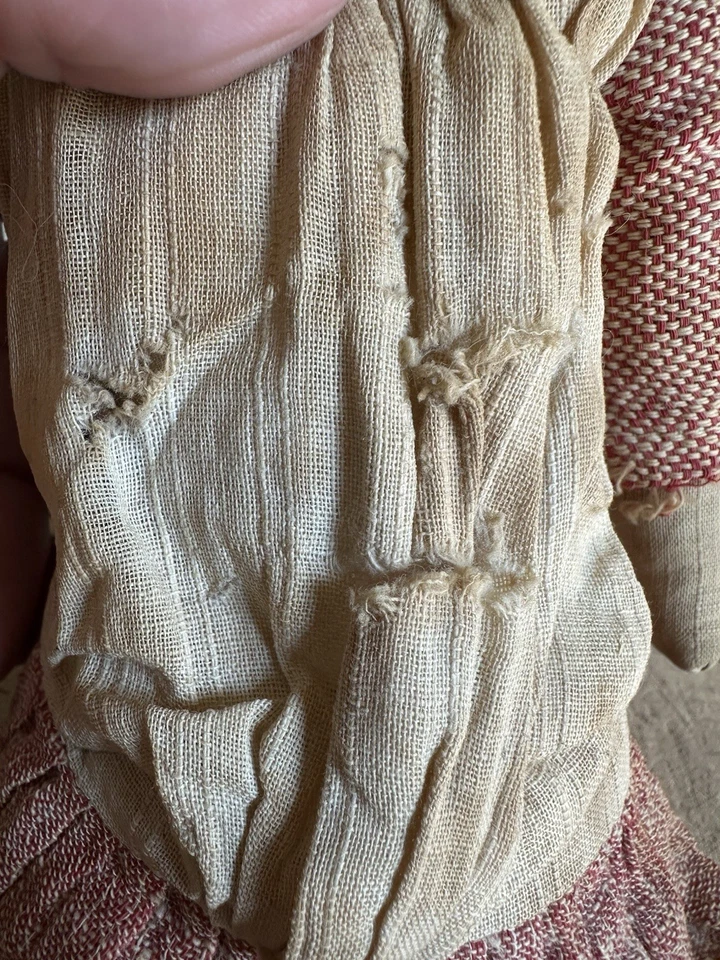 19th C Early Antique Handmade Ragdoll Original Outfit Best Simple Form 14+ Inch - Image 4 of 4