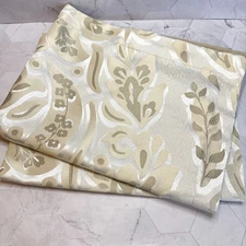 Martha Stewart Shiny Taupe Jacquard Paisley Set of 2 Standard Pillow Shams EUC