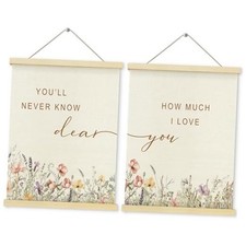 Shrago Wildflower Nursery Wall Art, Boho Nursery Decor for Girl, Boho Floral