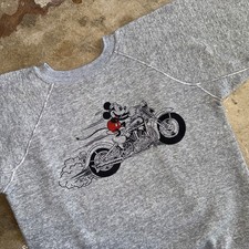 80s VINTAGE MICKEY MOUSE BIKER DEVIL SWEATSHIRT SZ S HARLEY DAVIDSON T-SHIRT