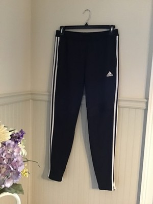 Adidas Women s Athletic Track Pants L Climacool Zip Pockets/Legs Black Large W@W