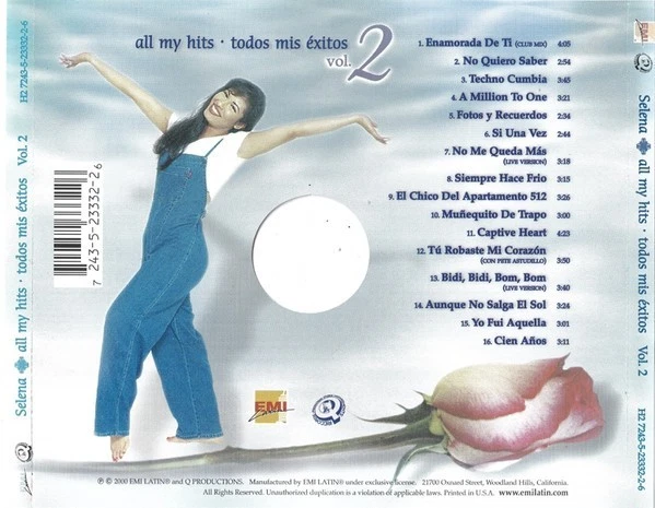 Selena – All My Hits • Todos Mis Exitos Vol. 2 (CD, 2000) NO PENDANT Foto 2 de 4