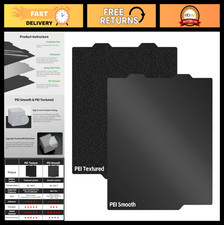 PEI Build Plate for 3D Printer - 184x184mm Double-Sided Smooth/Textured Sheet, F