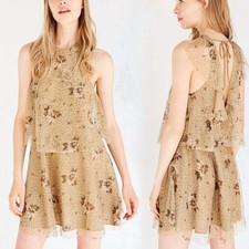 Urban Outfitters Romantic Cottagecore Floral Polka Dot Mini Ruffle Dress