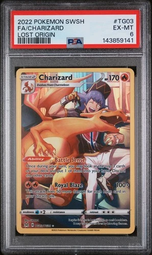 2022 POKEMON SWORD & SHIELD LOST ORIGIN #TG03 FULL ART/CHARIZARD PSA 6