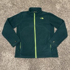 The North Face TNF Boys Youth Dark Green Lime Green Fleece Jacket Size Large