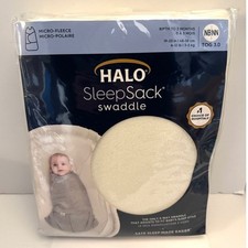 HALO SleepSack Swaddle Newborn 0-3M Cream Micro-Fleece 3.0 TOG Wearable Blanket