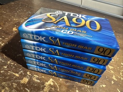 Lot 5 TDK SA90 High Bias IEC II Type II Blank Audio Cassette Tapes Japan Sealed
