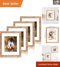 Set of 4 Rustic Brown 11x14 Picture Frames with Tempered Glass for Wall Display