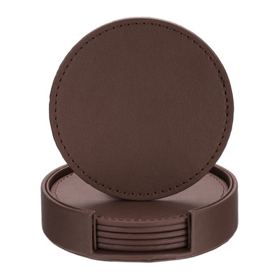 1 Set Leather Drink Coaster for Coffee Tabletop Protection Brown