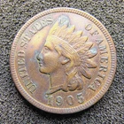 1905 Indian Head Cent 1C  - Philadelphia Mint - Beautiful Toning - XF+ Condition