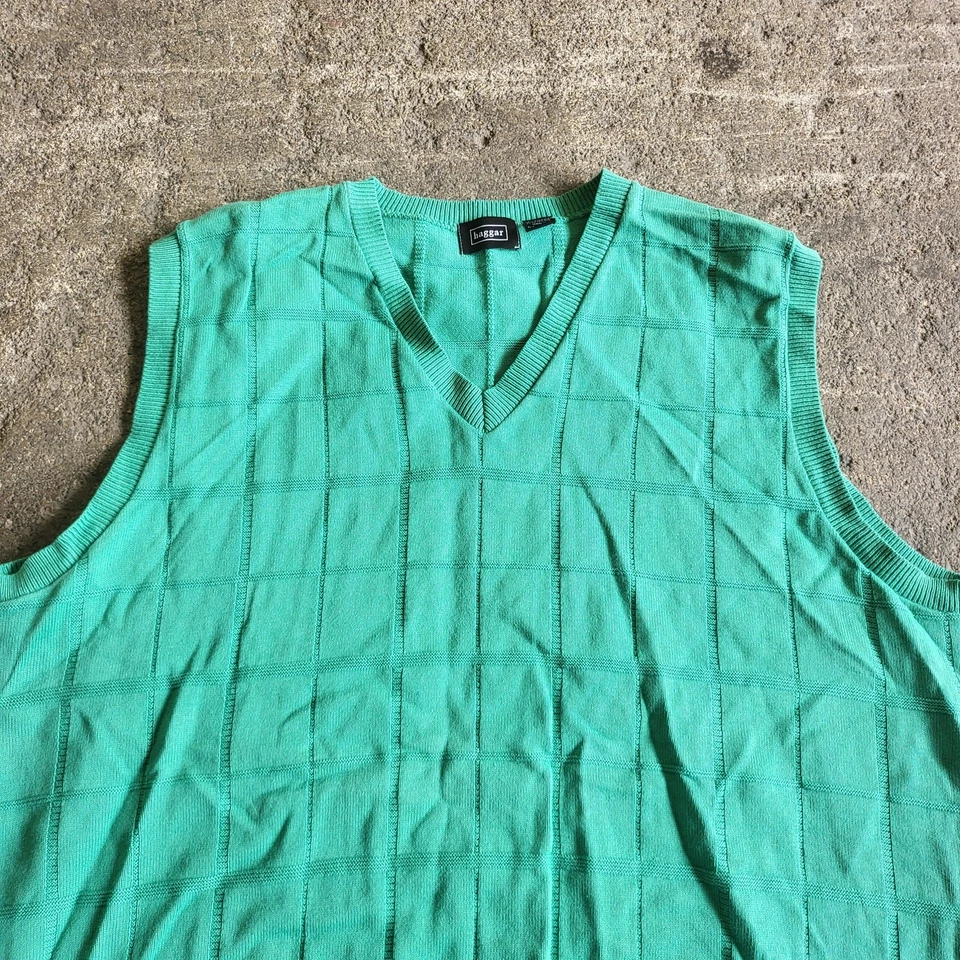 Chaleco Suéter Vintage Y2K Haggar Talla 2XL XXL Verde Como Nuevo Enmarcado a Mano Otoño Vacaciones Foto 2 de 4