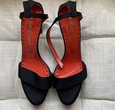 Yvresse Saint Laurent Black Satin SANDLE Size 37  1/2 UK 4 1/2