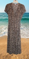 Old Navy Women's XS 100% Rayon Multicolor Animal Print Wrap Dress Tie Waist
