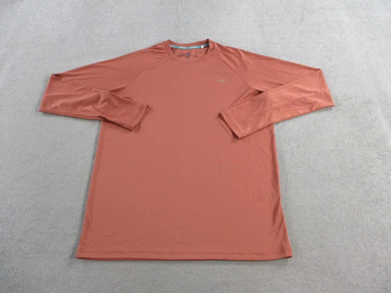 Genteal Shirt Mens Medium Orange Performance Long Sleeve Crewneck Outdoor UPF