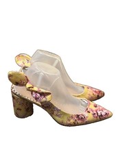 Rare Betsey Johnson Claree Floral Heels Size 10 Slingback Yellow Pink Whimsical