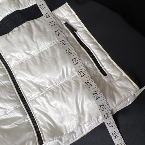 Calvin Klein Performance Repel White Puffer Jacket Black Sleeves Hooded Size XL - Picture 17 of 19
